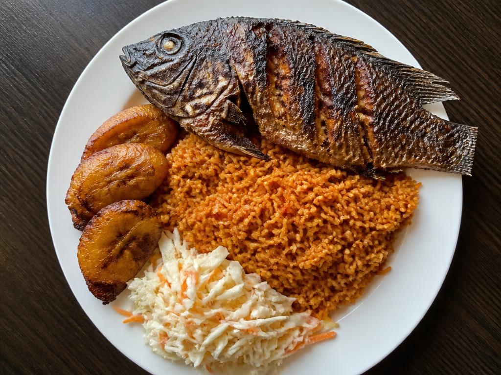 Jollof Rice with Grilled Fish — Nigerian