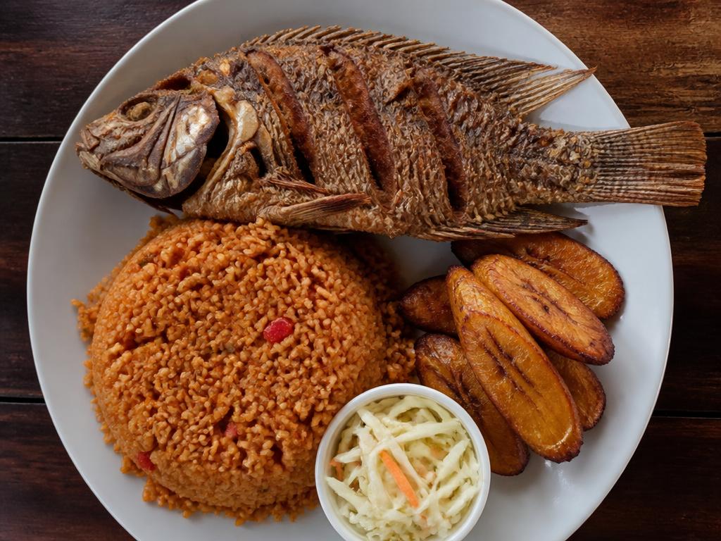 Jollof Rice with Fried Fish — Nigerian