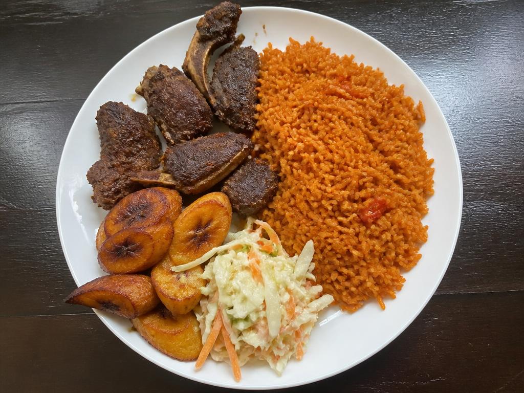 Jollof Rice with Grilled Goat — Nigerian