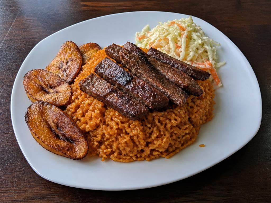 Jollof Rice with Grilled Beef — Nigerian