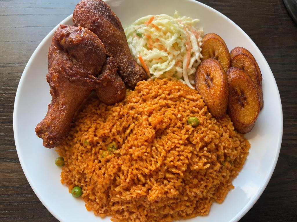 Jollof Rice with Fried Chicken — Nigerian