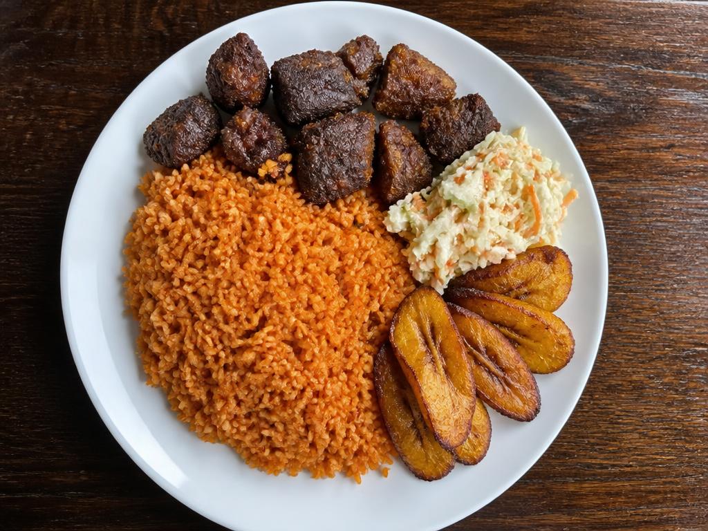 Jollof Rice with Fried Beef — Nigerian